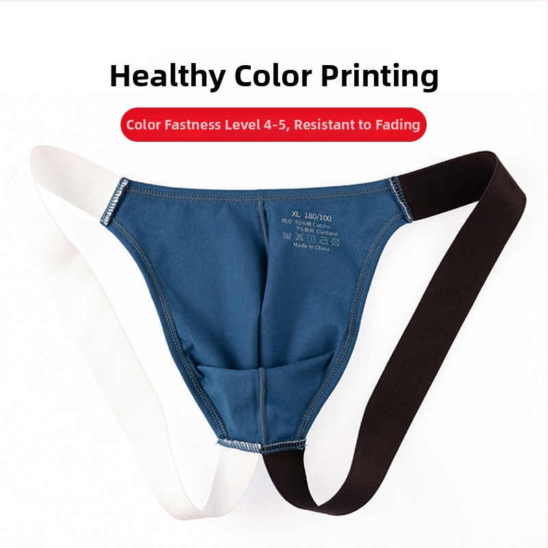 Pánske T-back bavlnené spodné nohavičky, priedušné, 3D U-tvarovaný vak, nízky pás