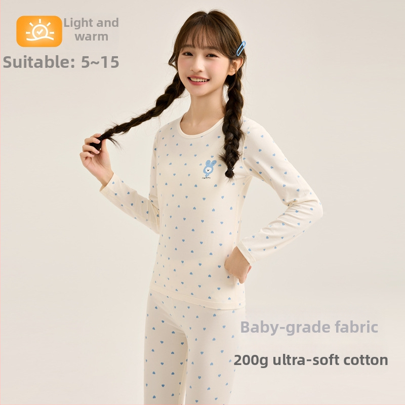 Moteriškas šilto pižamos komplektas iš super minkštos medvilnės rudens–žiemos sezonui, gyvūnų raštas, apvalus kaklas, ilgos rankovės, ilgos kelnės