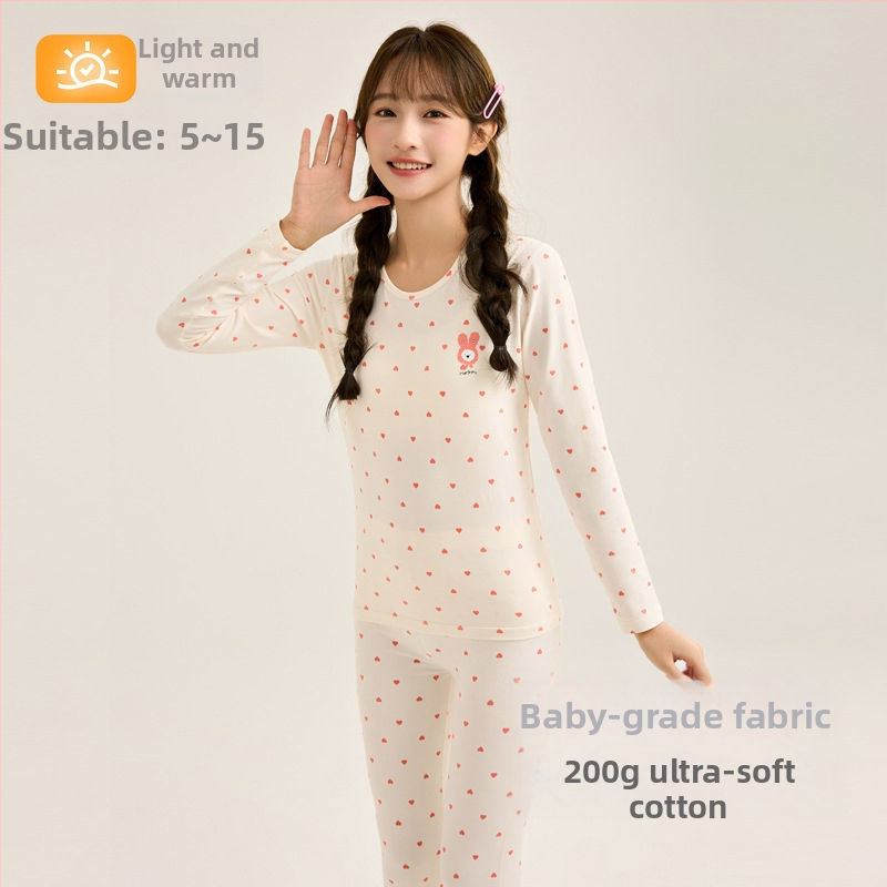 Moteriškas šilto pižamos komplektas iš super minkštos medvilnės rudens–žiemos sezonui, gyvūnų raštas, apvalus kaklas, ilgos rankovės, ilgos kelnės