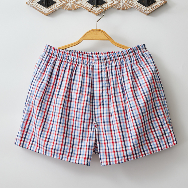 Muške bokserice od 100% pamuka, udoban krojenje, prozračne, karirani uzorak, srednja visina struka