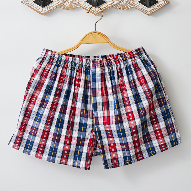 Muške bokserice od 100% pamuka, udoban krojenje, prozračne, karirani uzorak, srednja visina struka