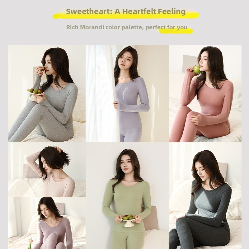 Moteriškas medvilninis terminis komplektas su ilgomis rankovėmis viršutiniam drabužiui ir kelnioms, antibakterinis, kvėpuojantis, išlaiko šilumą, 95–100% medvilnė, vidutinio storio 181–200 g/m²