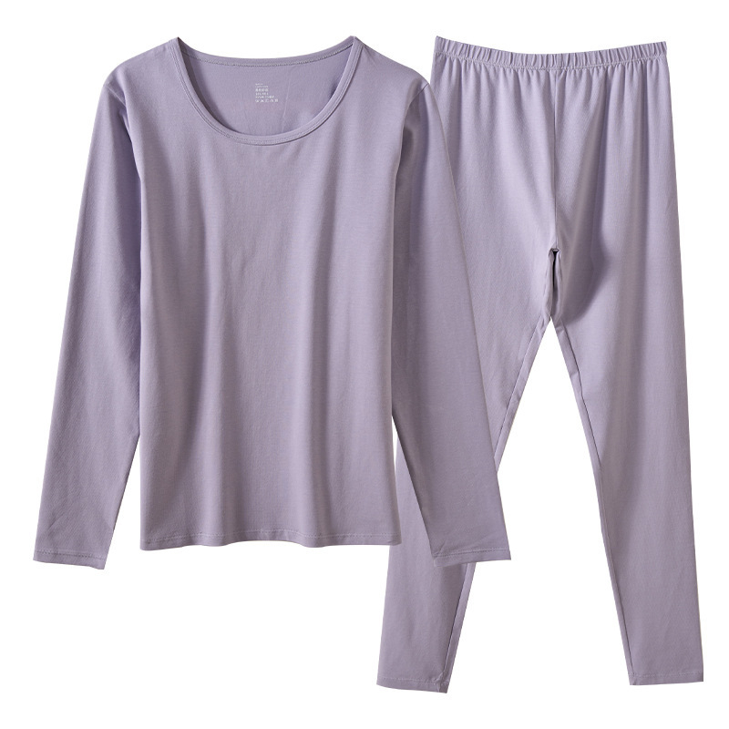 Moteriškas medvilninis terminis komplektas su ilgomis rankovėmis viršutiniam drabužiui ir kelnioms, antibakterinis, kvėpuojantis, išlaiko šilumą, 95–100% medvilnė, vidutinio storio 181–200 g/m²