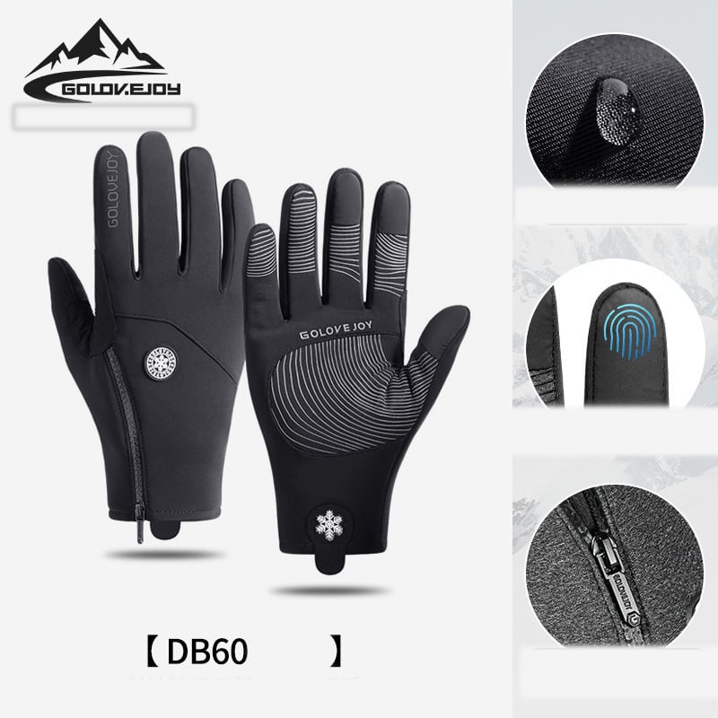 Vandeniui atsparios žieminės pirštinės, lietimui jautrus ekranas, unisex, neperpučiamos, šiltos, dviratininko, su užtrauktuku, sportui, su vilnos pamušalu, alpinizmui, slidinėjimui DB03