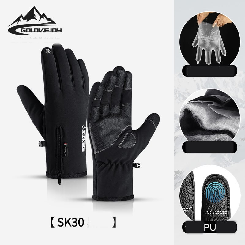 Vandeniui atsparios žieminės pirštinės, lietimui jautrus ekranas, unisex, neperpučiamos, šiltos, dviratininko, su užtrauktuku, sportui, su vilnos pamušalu, alpinizmui, slidinėjimui DB03