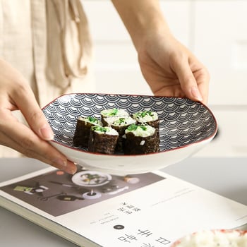 Farfurie pătrată din porțelan cu model sub glazură, stil Nordic simplu, compatibil cu microunde, posibilitate de personalizare cu logo