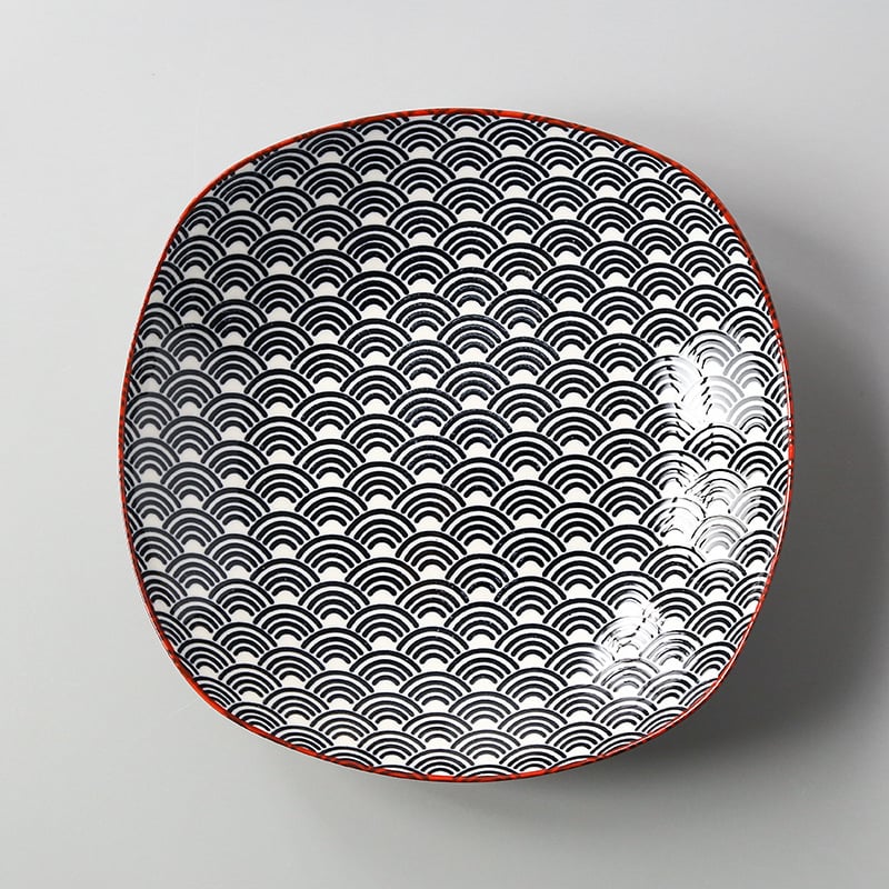 Farfurie pătrată din porțelan cu model sub glazură, stil Nordic simplu, compatibil cu microunde, posibilitate de personalizare cu logo