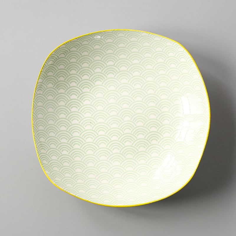 Farfurie pătrată din porțelan cu model sub glazură, stil Nordic simplu, compatibil cu microunde, posibilitate de personalizare cu logo