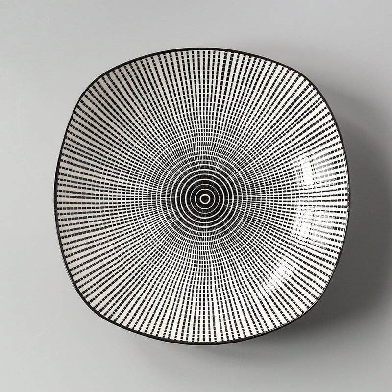 Farfurie pătrată din porțelan cu model sub glazură, stil Nordic simplu, compatibil cu microunde, posibilitate de personalizare cu logo