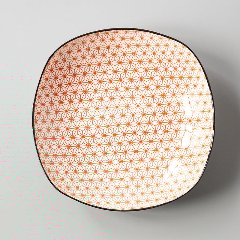 Farfurie pătrată din porțelan cu model sub glazură, stil Nordic simplu, compatibil cu microunde, posibilitate de personalizare cu logo