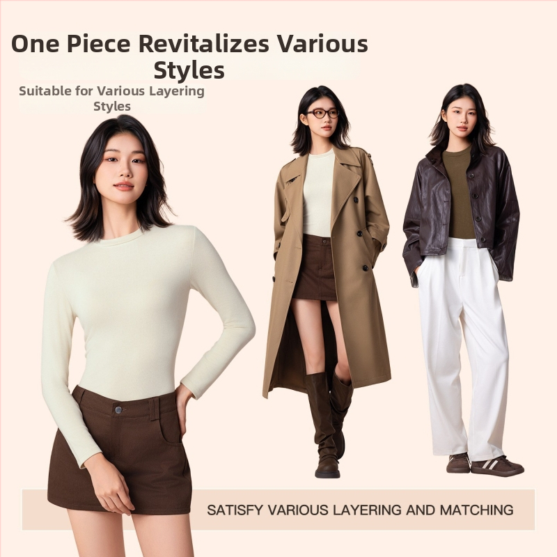 Ženský termálny základný vršok so stredneho/vysokého goliera, viskózová zmes, dlhé rukávy, stredná hrúbka 181–200 g/m2