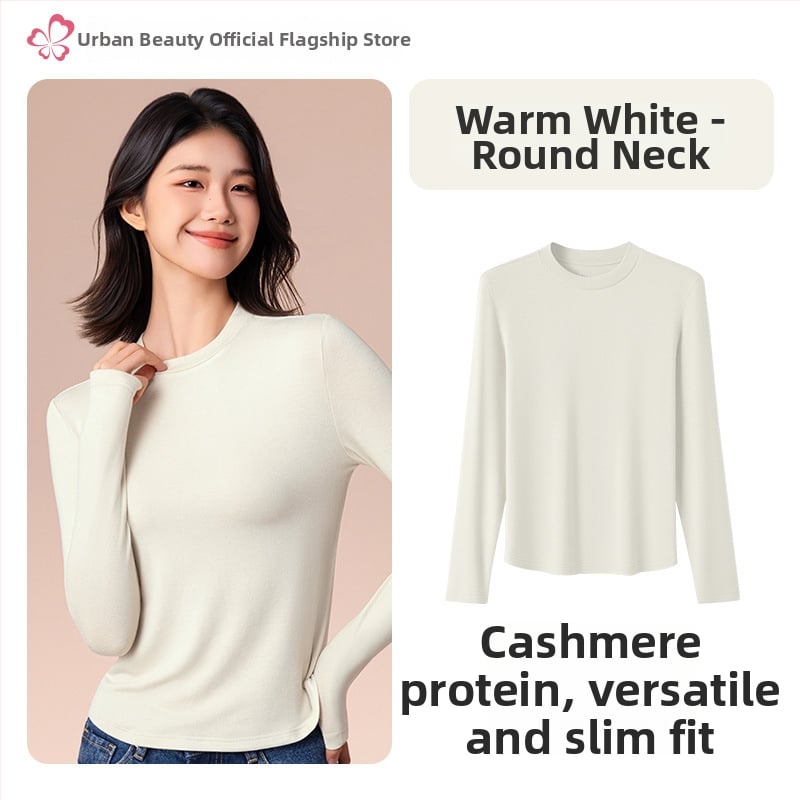 Moterų terminis pagrindinis viršus su vidutine/aukšta kakle, viskozės mišinio audinys, ilgos rankovės, vidutinis storis 181–200 g/m2