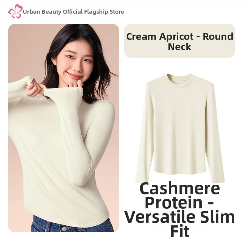 Moterų terminis pagrindinis viršus su vidutine/aukšta kakle, viskozės mišinio audinys, ilgos rankovės, vidutinis storis 181–200 g/m2