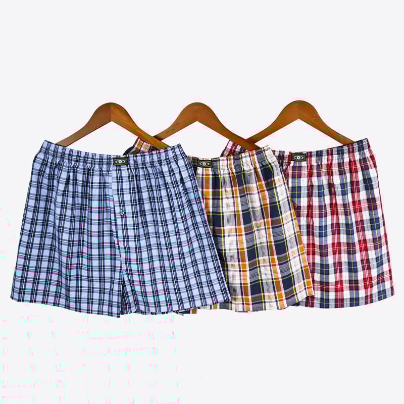 Meeste 100% puuvillast bokserid, ruuduline muster, keskmine talje, hingavad ja kiiresti kuivavad