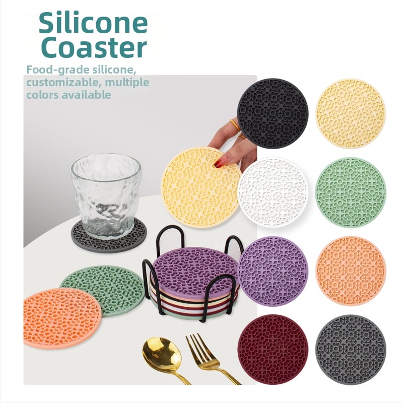 Set de suporturi pentru ceai din silicon — formă circulară, model floral, izolare termică, lansat vara 2022