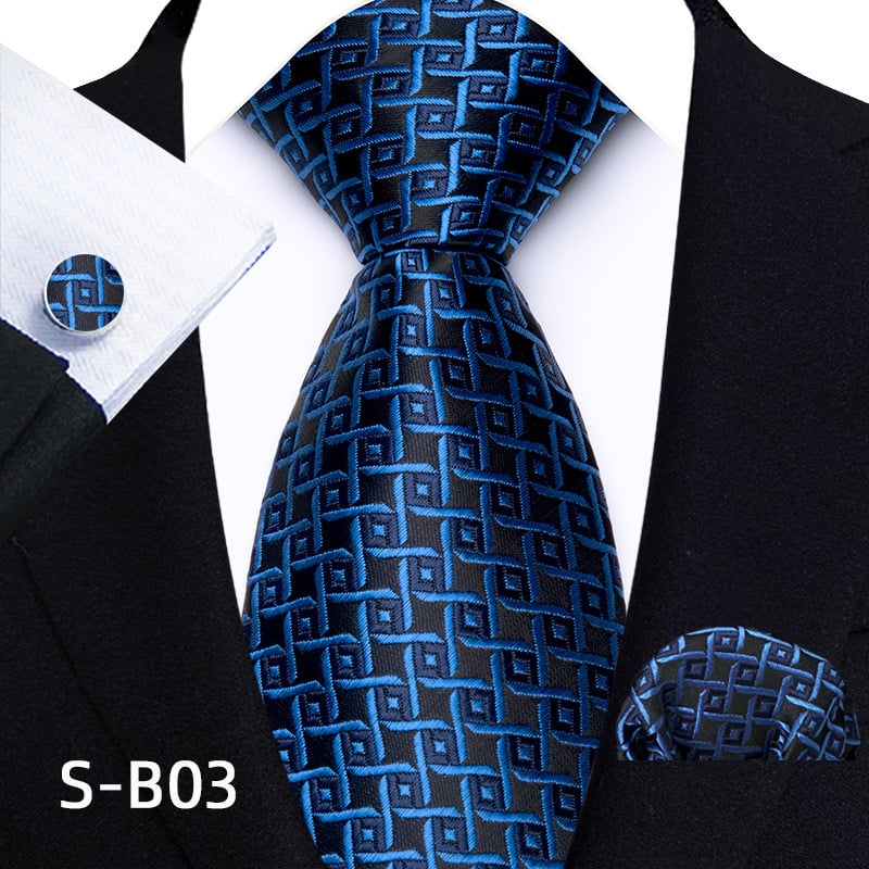 Modern, 8 cm-es férfi nyakkendőből, zsebkendőből és mandzsettagombokból álló szett poliészterből, paisley motívummal (három darabos szett).