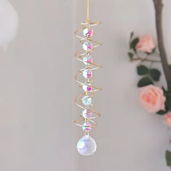 Фабричен спирален ротатор на едро, ловец на слънце, кристален вятърен звънец, уред за изработка на дъга, въртяща се кука, градинска декорация