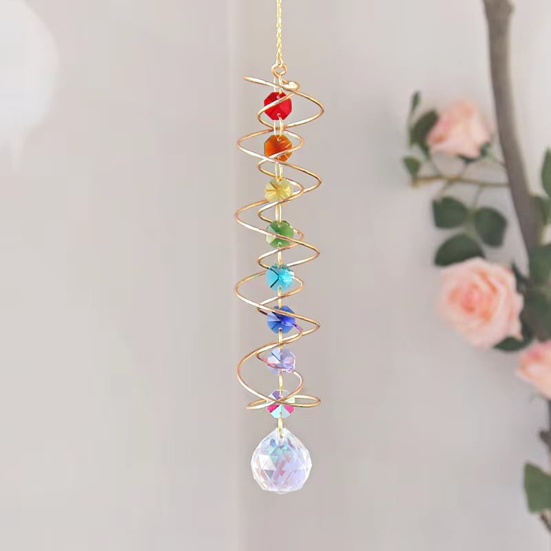 Фабричен спирален ротатор на едро, ловец на слънце, кристален вятърен звънец, уред за изработка на дъга, въртяща се кука, градинска декорация