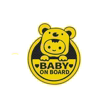 Светлоотразителни предупредителни стикери с анимационни герои за деца и бебета, подходящи за декориране на интериора на автомобила, задните прозорци и багажника