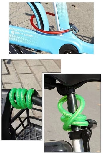 Velosipēda stieples cilpas tipa tērauda troses mīkstā slēdzene pretaizdzīšanas durvju slēdzene elektriskā transportlīdzekļa gredzena ķēdes akumulators vecā modeļa sabiezināta slēdzene