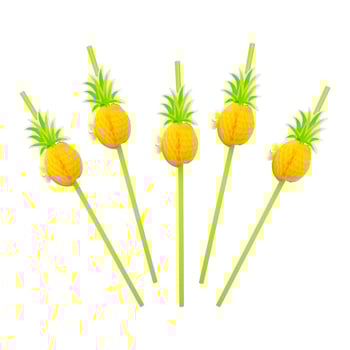 Isetehtud vihmavarjukõrred, 100 tk Hawaii peokaunistusi, fluorestseeruvad vihmavarjukõrred, kokkupandavad ühekordselt kasutatavad plastkõrred, ananass