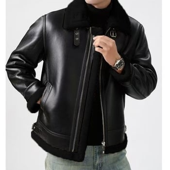 Geacă/palton din fleece gros și cald, purtat zilnic, model lupul din nordul Xinjiangului, multifuncțional, cu căptușeală și guler din piele, iarnă