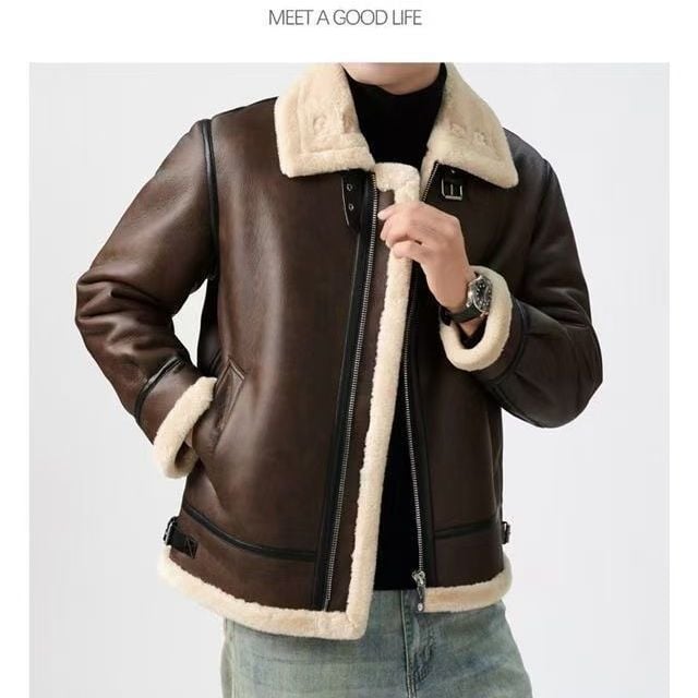 Geacă/palton din fleece gros și cald, purtat zilnic, model lupul din nordul Xinjiangului, multifuncțional, cu căptușeală și guler din piele, iarnă