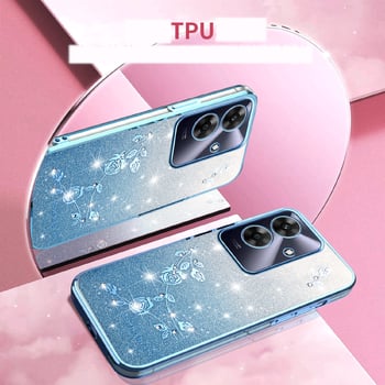 Съвместим с калъф за телефон OPPO K13 Turbo с розов мотив, мек защитен калъф с брокатени камъни Realme V60 и Realme C75