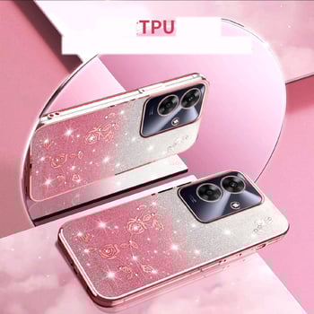 Съвместим с калъф за телефон OPPO K13 Turbo с розов мотив, мек защитен калъф с брокатени камъни Realme V60 и Realme C75