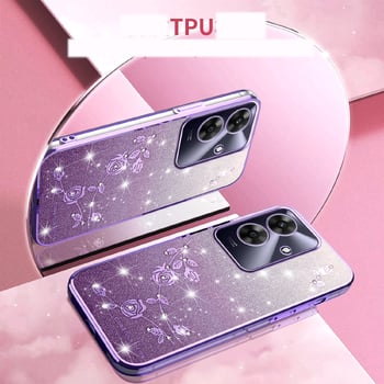 Съвместим с калъф за телефон OPPO K13 Turbo с розов мотив, мек защитен калъф с брокатени камъни Realme V60 и Realme C75