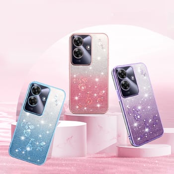 Съвместим с калъф за телефон OPPO K13 Turbo с розов мотив, мек защитен калъф с брокатени камъни Realme V60 и Realme C75