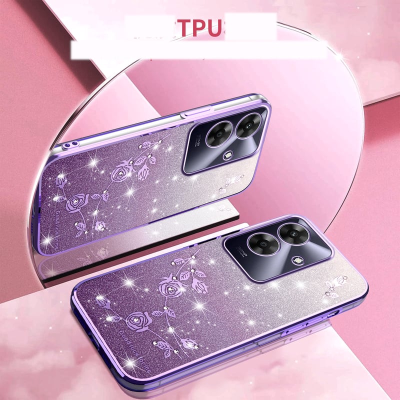 Съвместим с калъф за телефон OPPO K13 Turbo с розов мотив, мек защитен калъф с брокатени камъни Realme V60 и Realme C75