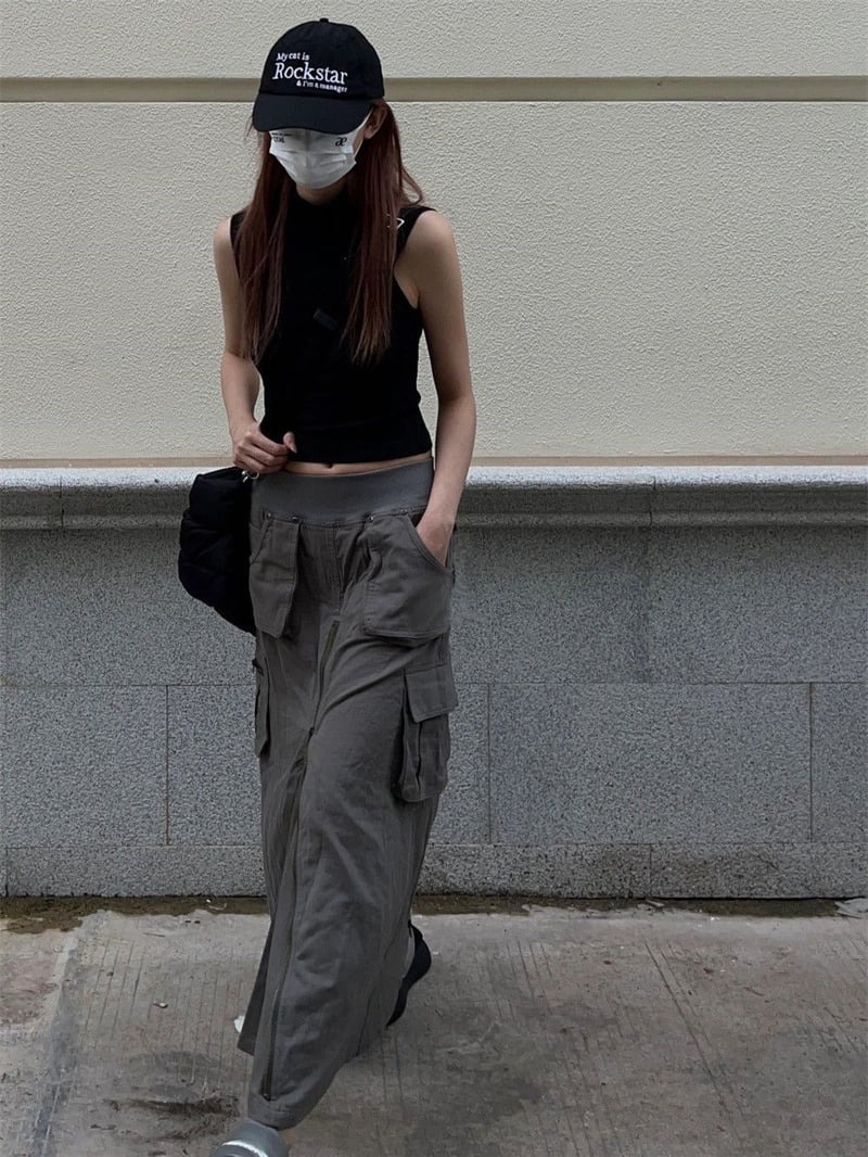 Stilīgi midi garuma darba svārki sievietēm, pavasarim un rudenim, unikāls A-līnijas siluets, augsta jostasvieta, ar kabatām, šiki un ikdienišķi.