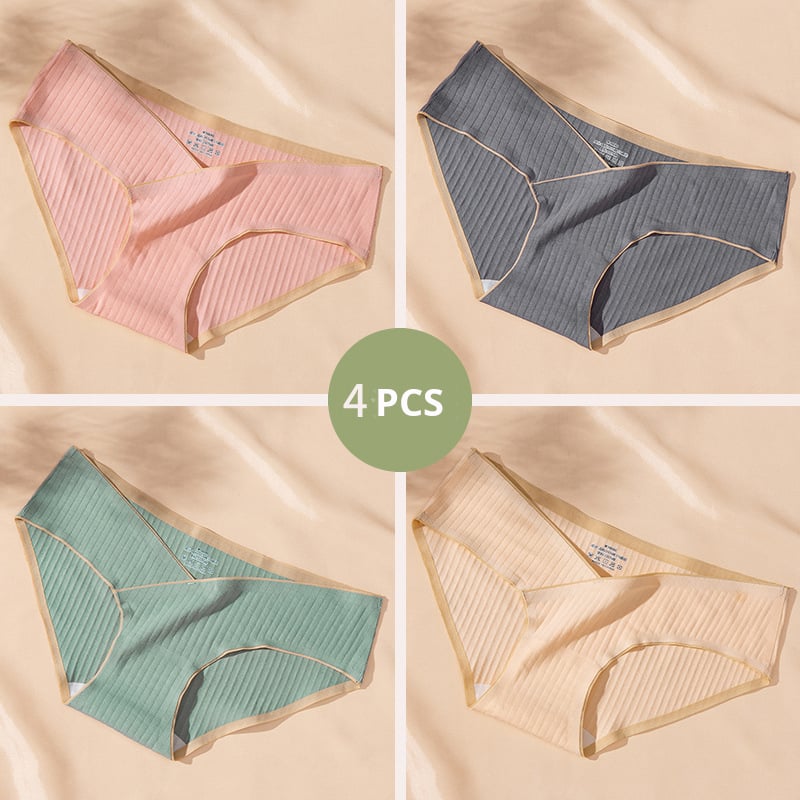 (4 db-os csomag) Varrás nélküli, egyrészes kismama alsónemű, tiszta pamutból, kényelmes és tartást adó a terhesség korai, középső és késői szakaszában, valamint a szülés utáni időszakban.