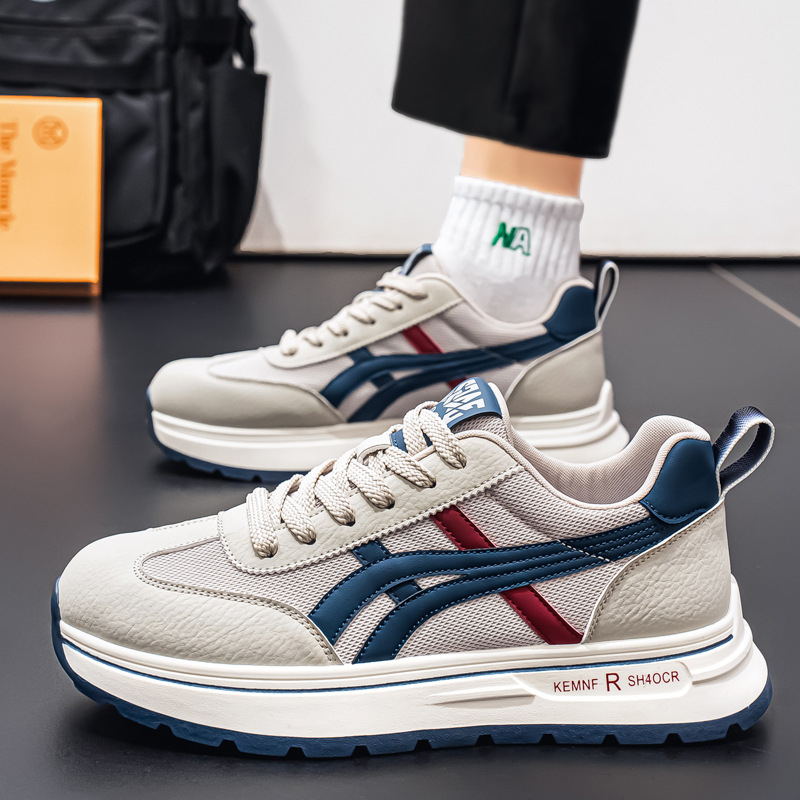 Muške tenisice u stilu dad sneakers: gornji dio PU + mreža, gumena potplat, debeli đon 3–5 cm, vezanje naprijed, za muškarce 18–40 godina