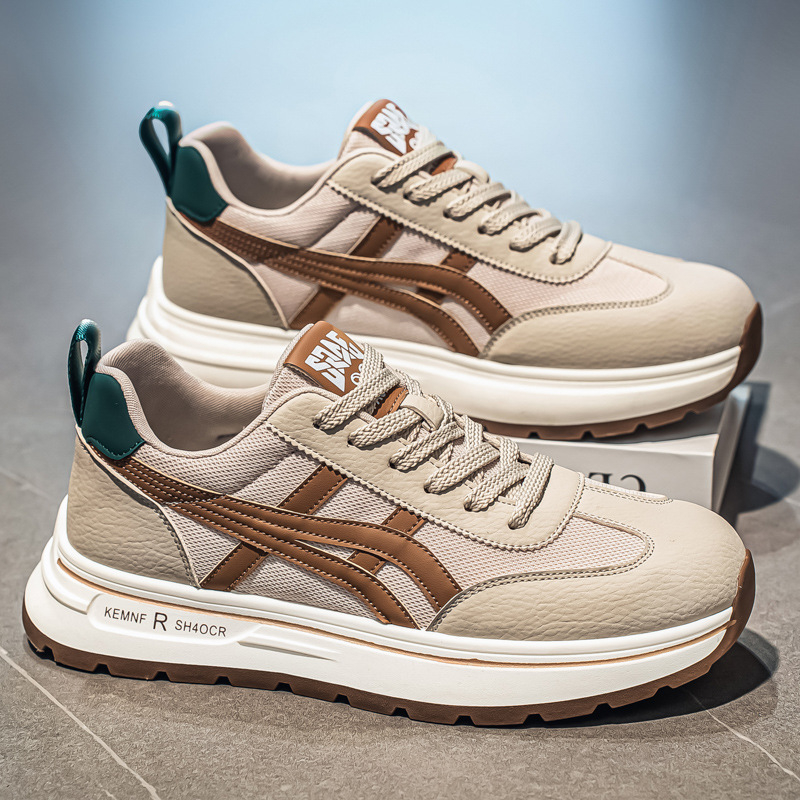 Muške tenisice u stilu dad sneakers: gornji dio PU + mreža, gumena potplat, debeli đon 3–5 cm, vezanje naprijed, za muškarce 18–40 godina