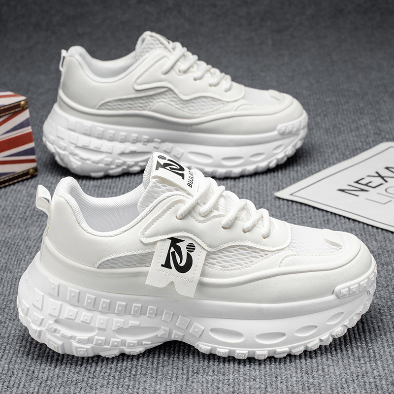 Muške casual tenisice u stilu dad shoes — gornji dio PU+mesh, gumena potplat injekcijski oblikovan, vezanje naprijed, nizak profil, prozračna unutrašnjost
