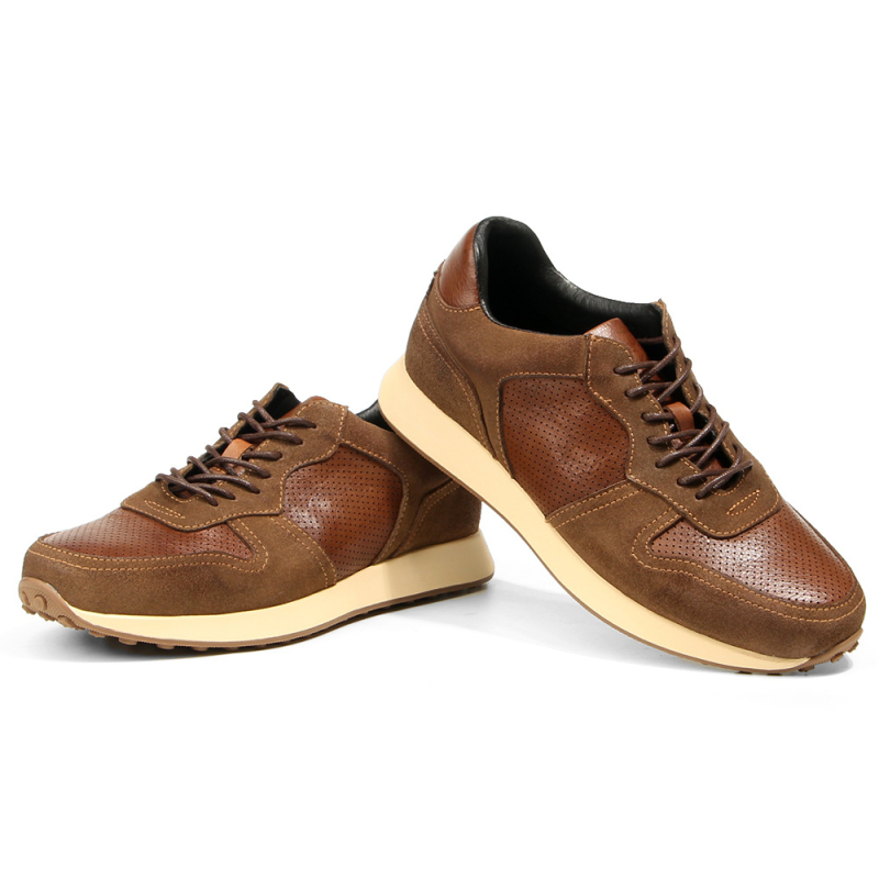 Muške sportske casual tenisice od prave kože, vintage izgled, vezivanje sprijeda, okrugli vrh, niski potplat 1-3 cm