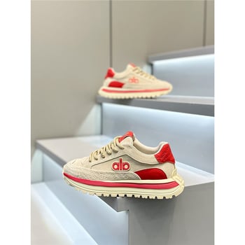 Мъжки спортни обувки с дебела подметка, кожено покритие, гума подметка, ниско горно и връзки