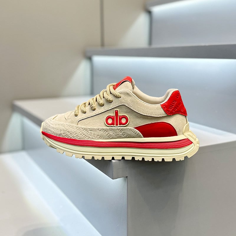 Мъжки спортни обувки с дебела подметка, кожено покритие, гума подметка, ниско горно и връзки