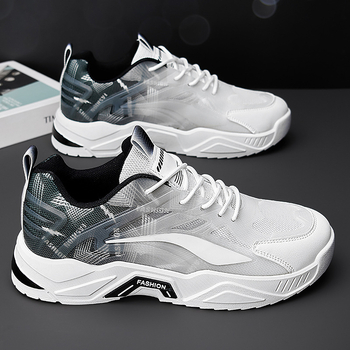 Pantofi sport pentru bărbați, plasă respirabilă, partea superioară PU+ plasă, talpă din cauciuc, talpă groasă, talpă joasă
