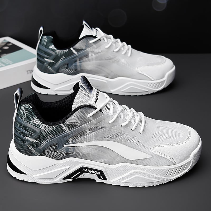 Pantofi sport pentru bărbați, plasă respirabilă, partea superioară PU+ plasă, talpă din cauciuc, talpă groasă, talpă joasă