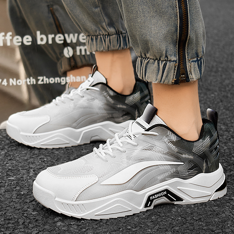 Pantofi sport pentru bărbați, plasă respirabilă, partea superioară PU+ plasă, talpă din cauciuc, talpă groasă, talpă joasă