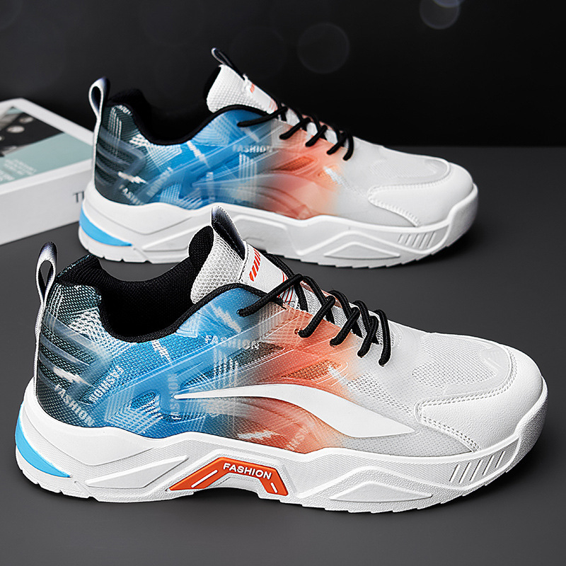 Pantofi sport pentru bărbați, plasă respirabilă, partea superioară PU+ plasă, talpă din cauciuc, talpă groasă, talpă joasă