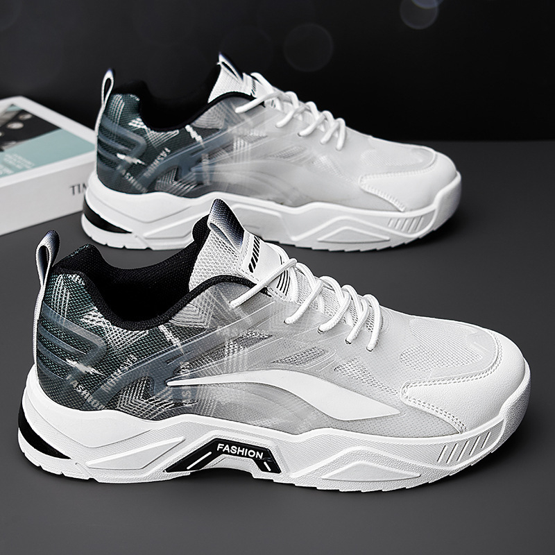 Pantofi sport pentru bărbați, plasă respirabilă, partea superioară PU+ plasă, talpă din cauciuc, talpă groasă, talpă joasă