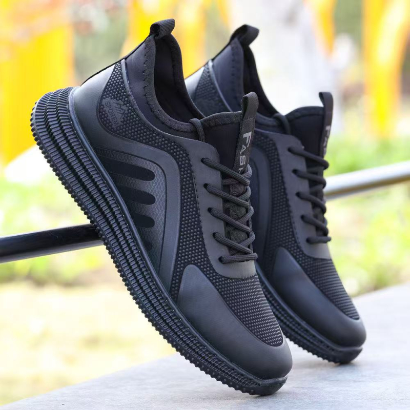 Pantofi sport casual pentru bărbați, talpă groasă pentru creșterea înălțimii, partea superioară din plasă, vârf rotund, șireturi