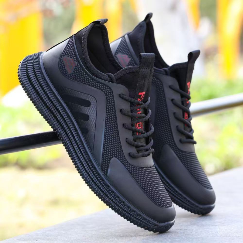 Pantofi sport casual pentru bărbați, talpă groasă pentru creșterea înălțimii, partea superioară din plasă, vârf rotund, șireturi