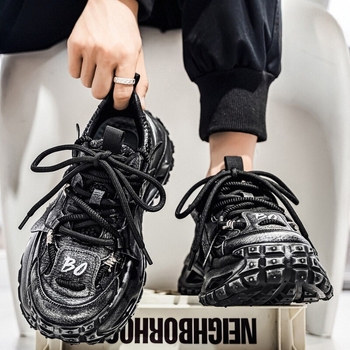 Muške širokopasne sportske tenisice s povećanjem visine, tekstilni gornji dio, Goodyear potplat od gume, mrežasti unutarnji dio, retro stil