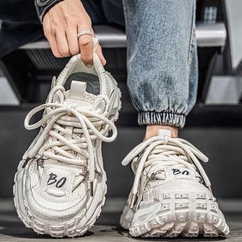 Muške širokopasne sportske tenisice s povećanjem visine, tekstilni gornji dio, Goodyear potplat od gume, mrežasti unutarnji dio, retro stil