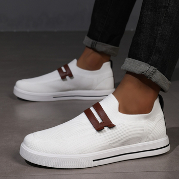 Muške platnene tenisice Slip-On, prozračna mrežasta unutrašnjost, gumena potplat, okrugli nos
